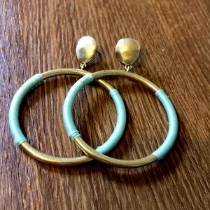 Lucky Brand Gold Hoop Earrings with Turquoise Wrap